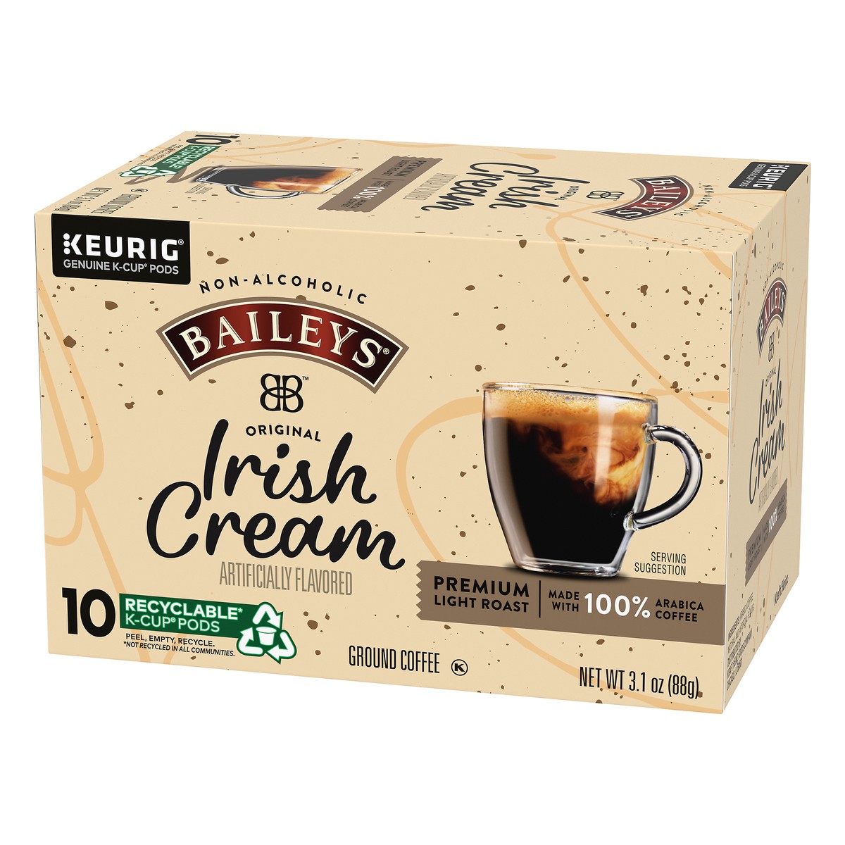 slide 8 of 9, Baileys Non-Alcoholic Original Irish Cream Light Roast K-Cup Coffee Pods, 10 ct Box, 10 ct