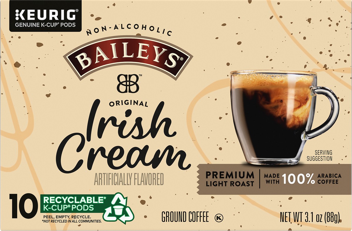 slide 5 of 9, Baileys Non-Alcoholic Original Irish Cream Light Roast K-Cup Coffee Pods, 10 ct Box, 10 ct