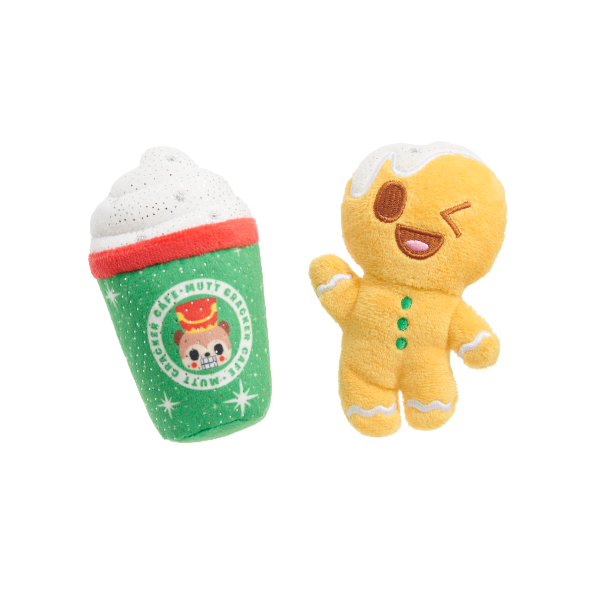 slide 1 of 5, BARK Ginger Boy Brew Christmas gingerbread coffee plush dog toy XS/S, 1 ct