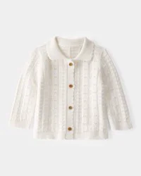 Oshkosh Baby Pointelle Button-Down Collared Cardigan - Ivory - 6M