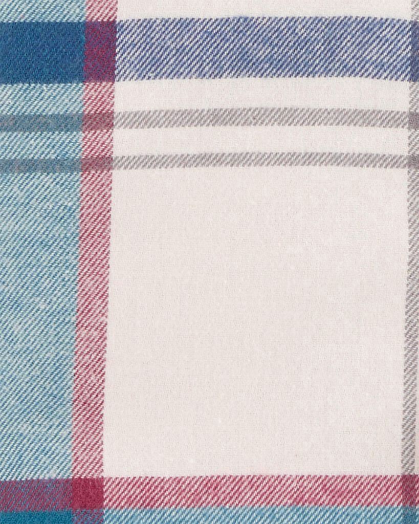 slide 2 of 2, Oshkosh Baby Plaid Button-Front Shacket Cream, Blue 12M, 1 ct