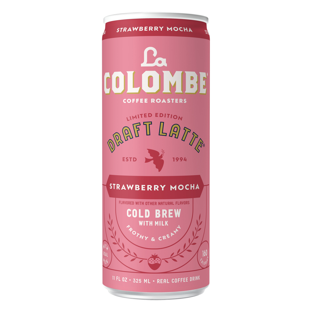 slide 1 of 25, La Colombe Coffee, Strawberry Mocha Cold Brew Draft Latte, 11 fl oz Can, 11 oz