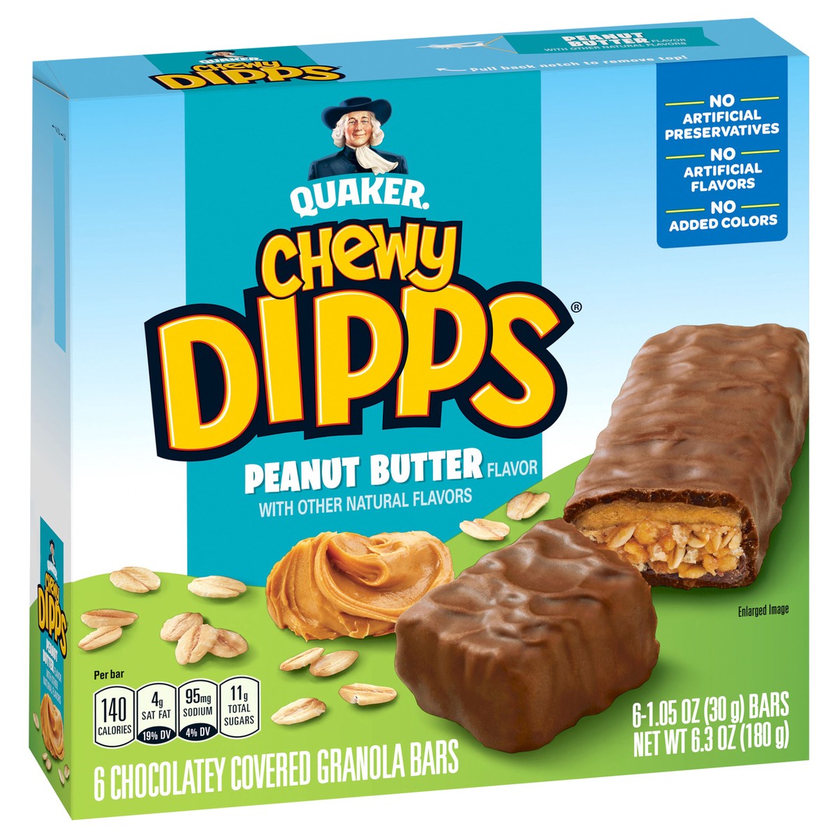 slide 2 of 6, Quaker Chewy Dipps Chocolate Covered Peanut Butter Granola Bars - 6ct, 6 ct