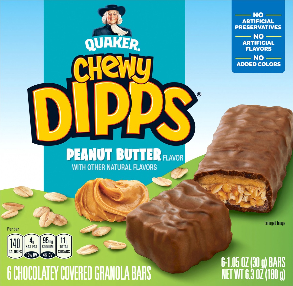 slide 4 of 6, Quaker Chewy Dipps Chocolate Covered Peanut Butter Granola Bars - 6ct, 6 ct