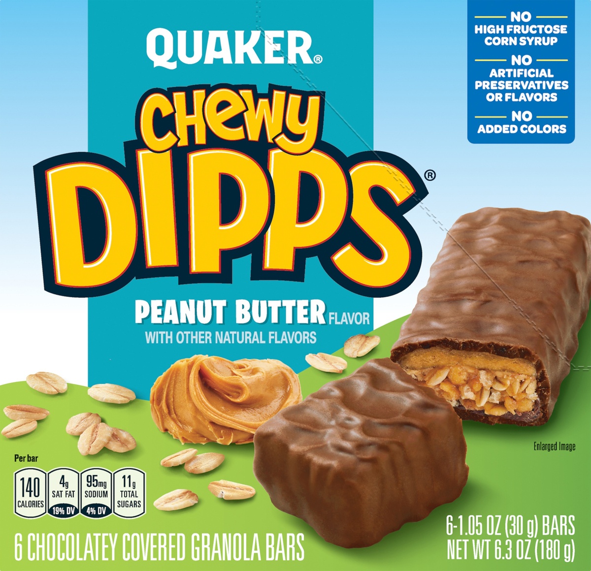 slide 5 of 7, Quaker Chewy Dipps Chocolate Covered Peanut Butter Granola Bars, 6 ct