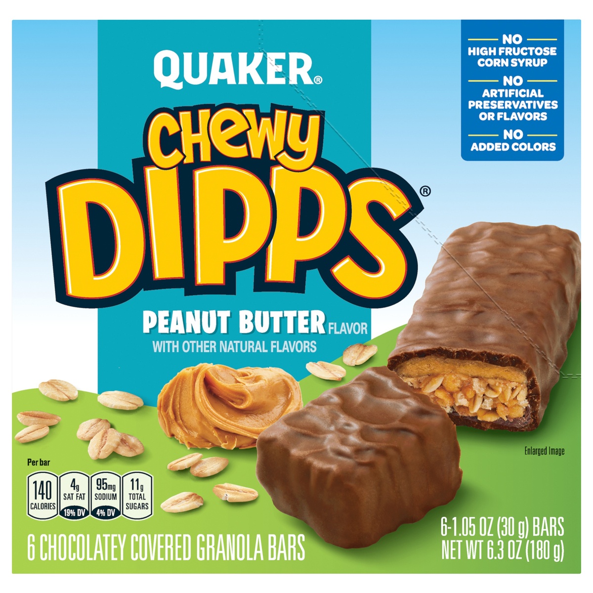 slide 1 of 7, Quaker Chewy Dipps Chocolate Covered Peanut Butter Granola Bars, 6 ct