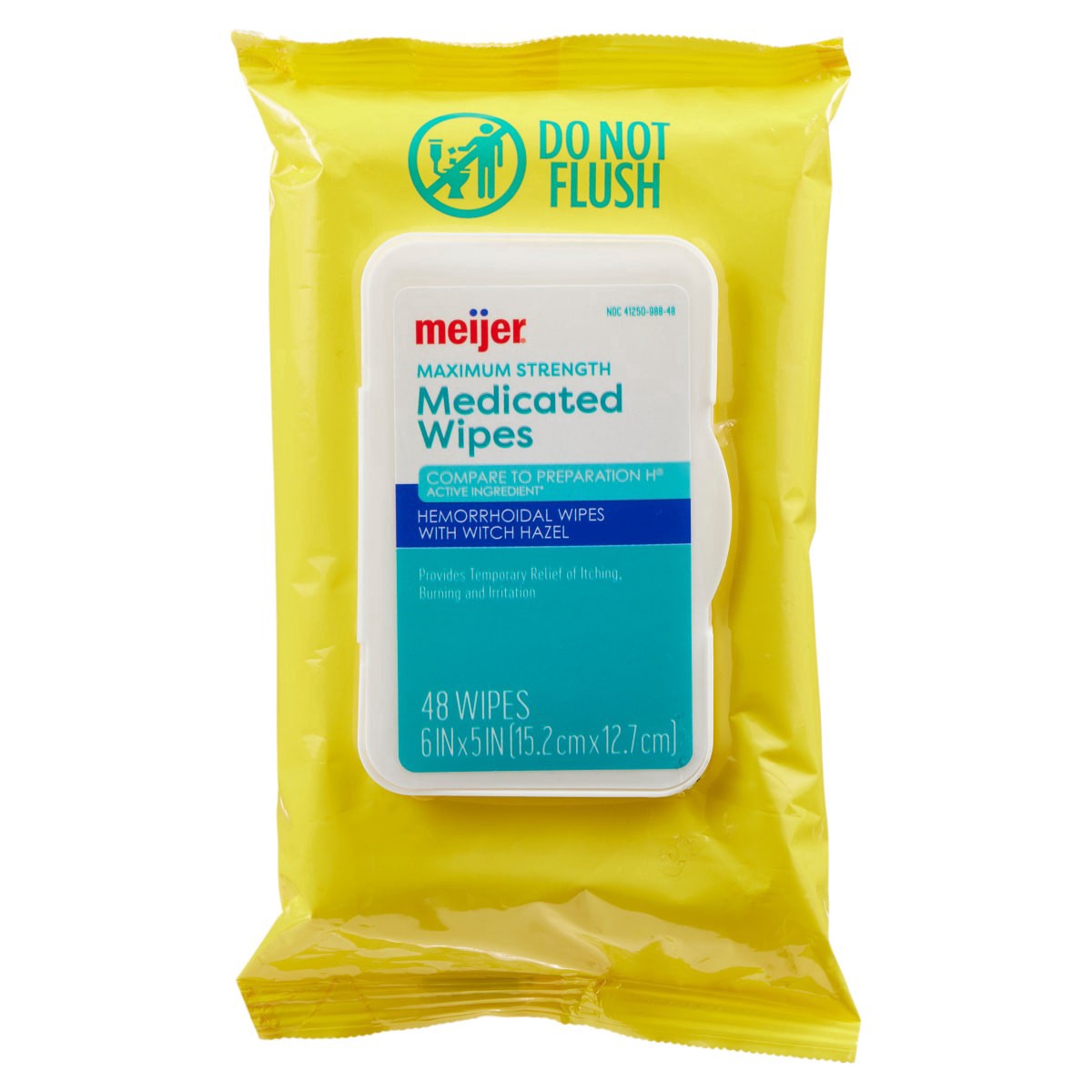 slide 1 of 29, MEIJER HEMORRHOIDAL MEDICATED WIPES REFILL, 48 ct