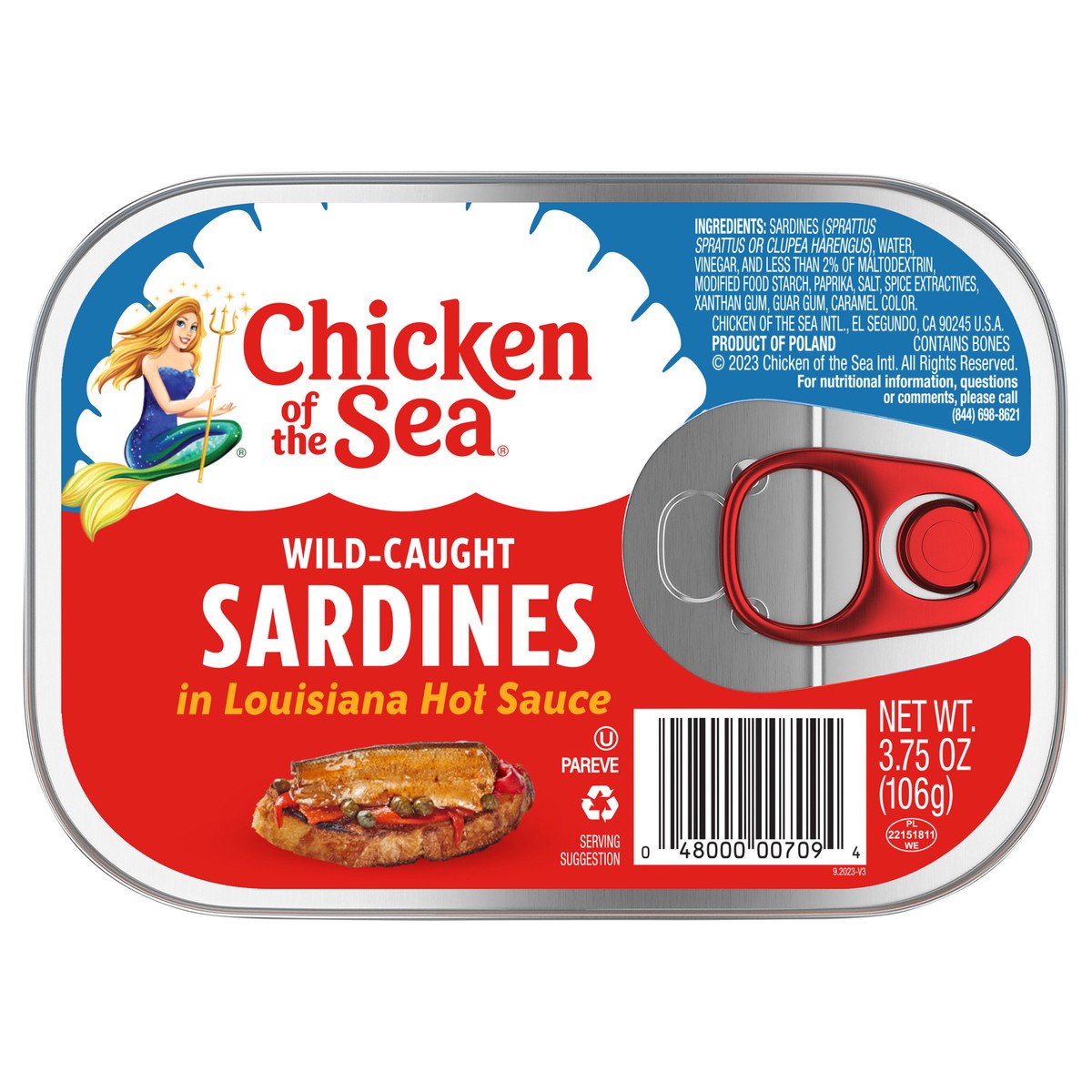 slide 1 of 6, Chicken of the Sea Wild Caught Sardines in Louisiana Hot Sauce 3.75 oz., 3.75 oz