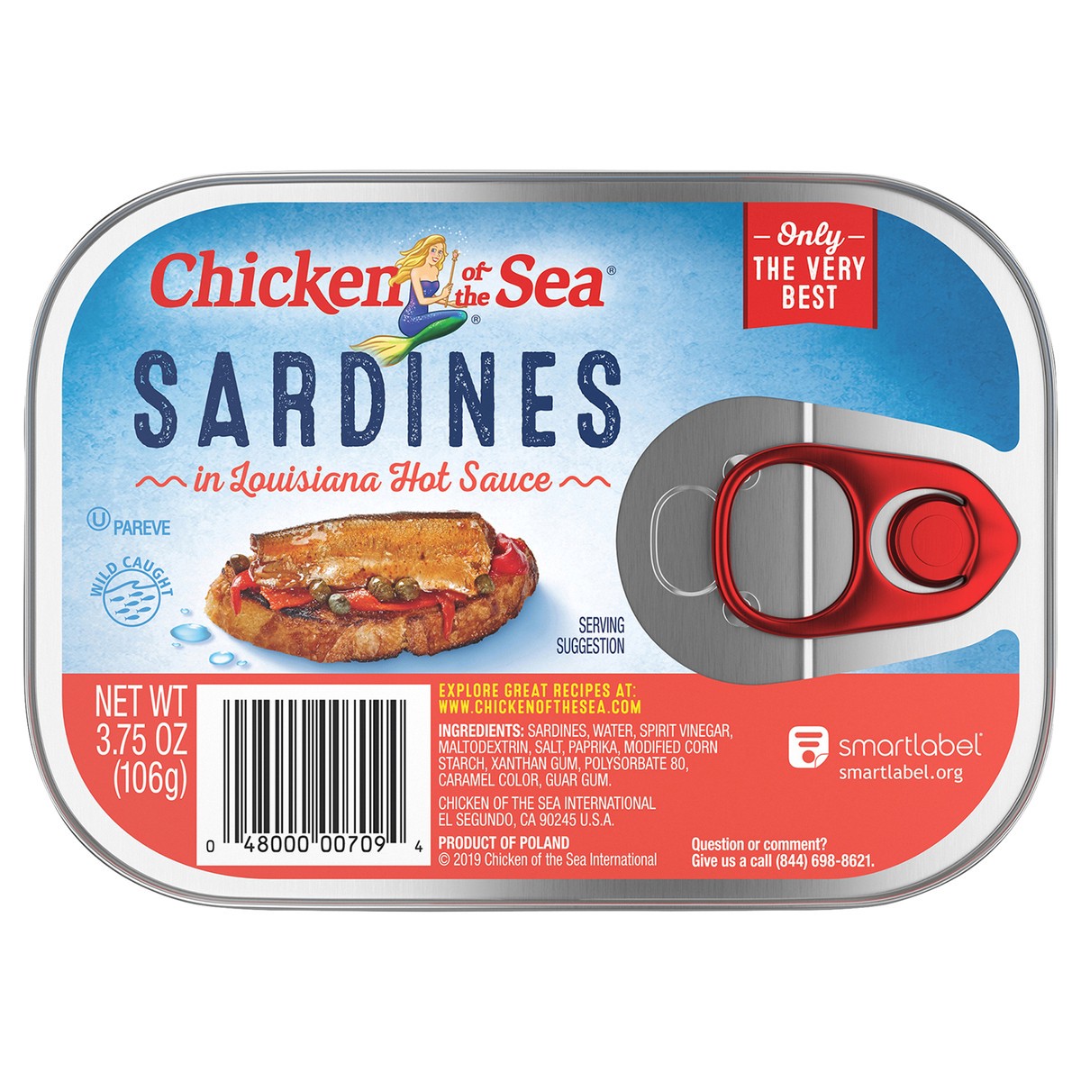 slide 3 of 6, Chicken of the Sea Wild Caught Sardines in Louisiana Hot Sauce 3.75 oz., 3.75 oz