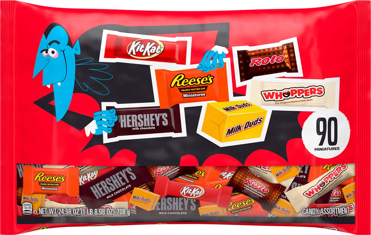 slide 7 of 7, Hershey's Hershey Assorted Chocolate Flavors Bite Size, Halloween Candy Variety Bag, 24.98 oz (90 Pieces), 24.98 oz