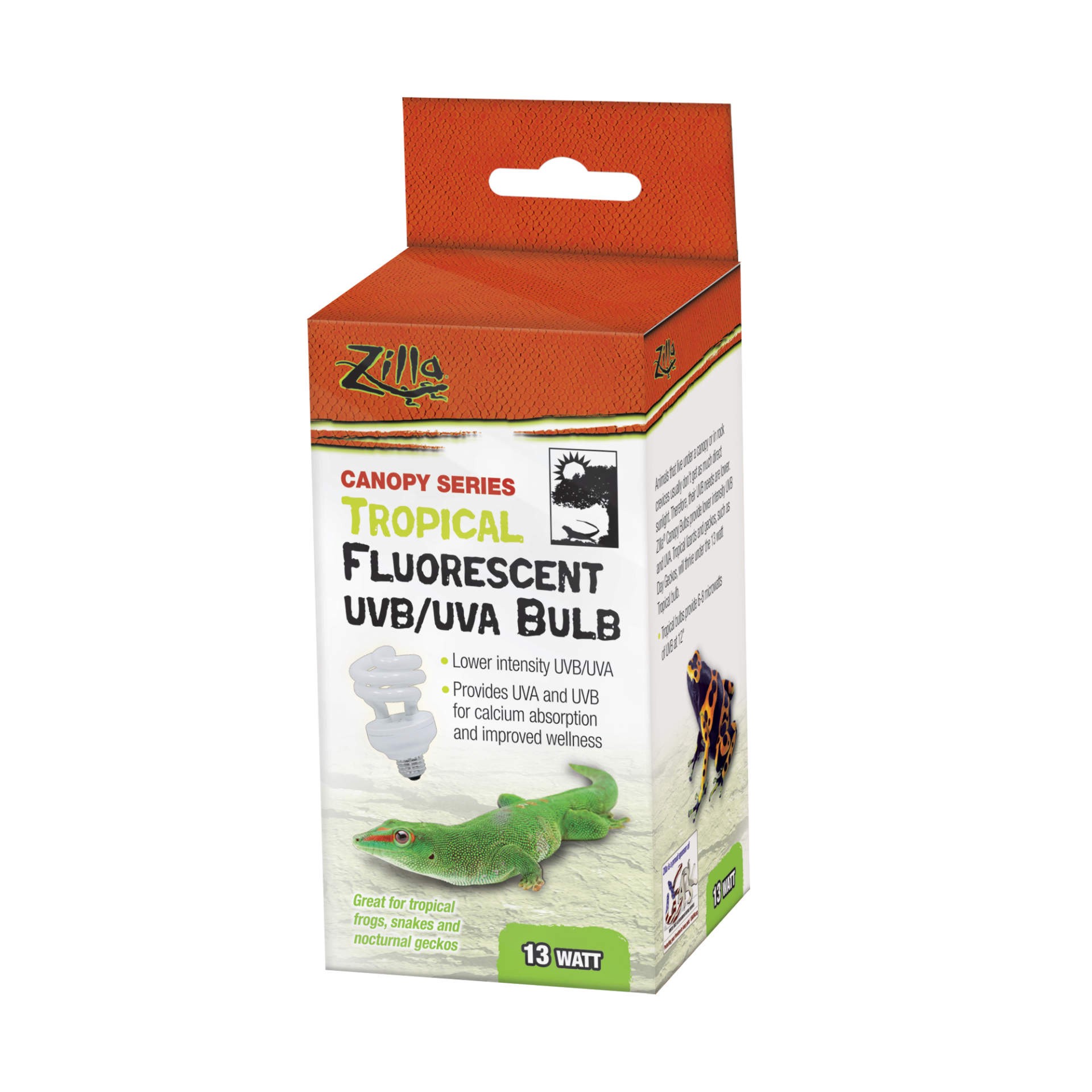 slide 3 of 5, Zilla Canopy Series Fluorescent UVB/UVA Bulbs Tropical 13 W, 1 ct