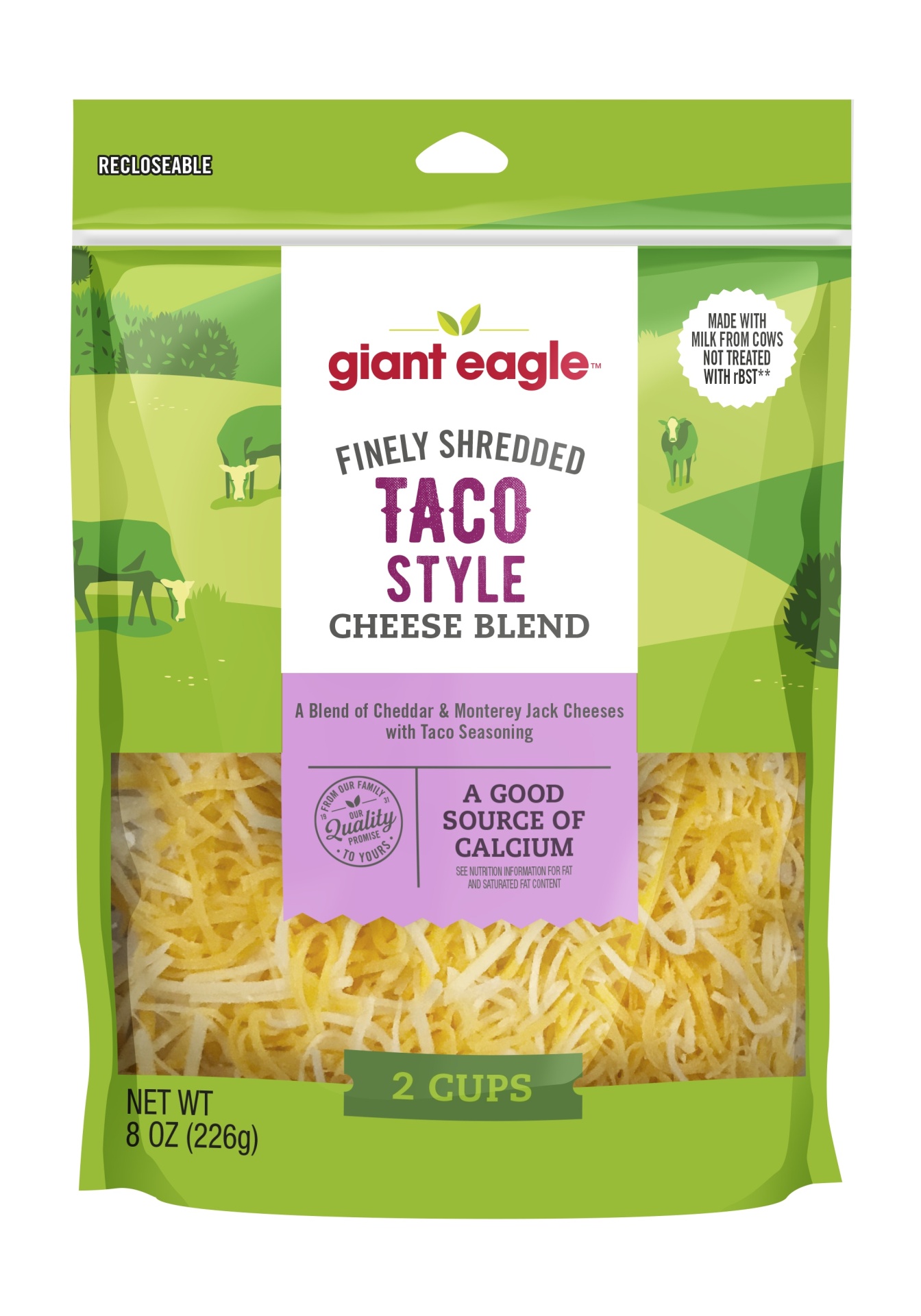 slide 1 of 1, Giant Eagle Fancy Shredded Taco Style Blend Cheese, 8 oz