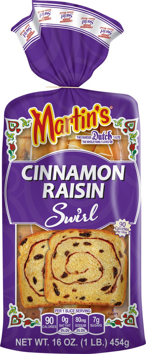 slide 5 of 8, Martin's Cinnamon-Raisin Swirl Potato Bread, 16 oz