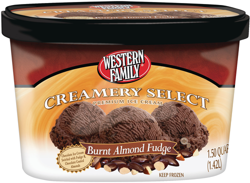 slide 1 of 1, Western Family Prem Burnt Almond Fudge, 48 oz