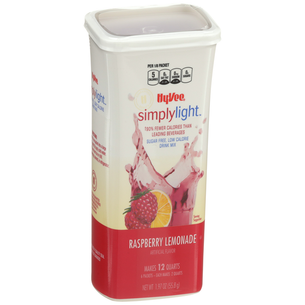 slide 1 of 1, Hy-vee Simplylight, Raspberry Lemonade Sugar Free, Low Calorie Drink Mix - 6 ct; 1.8 oz, 6 ct; 1.8 oz