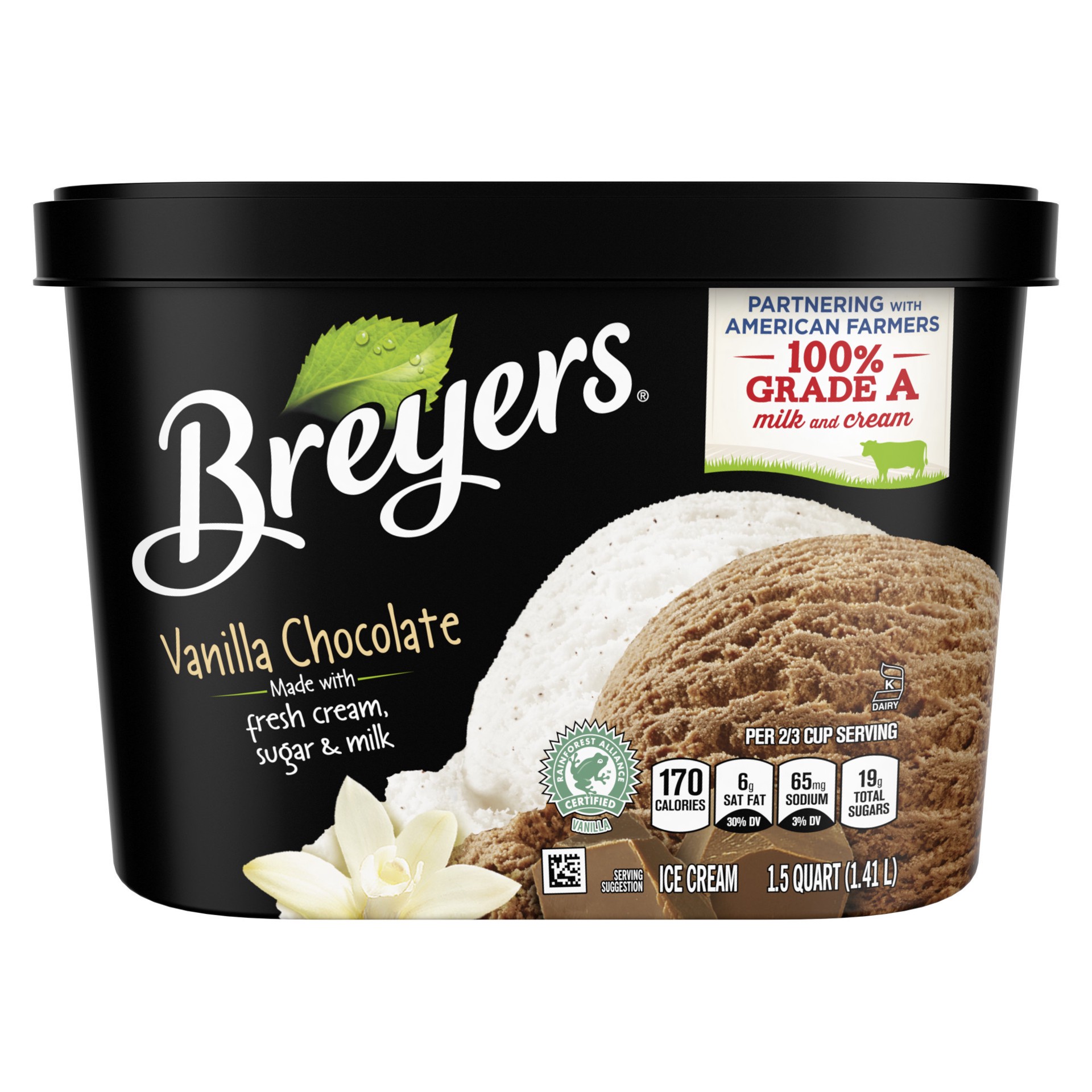 slide 2 of 3, Breyers Vanilla Chocolate Ice Cream, 1.5 qt