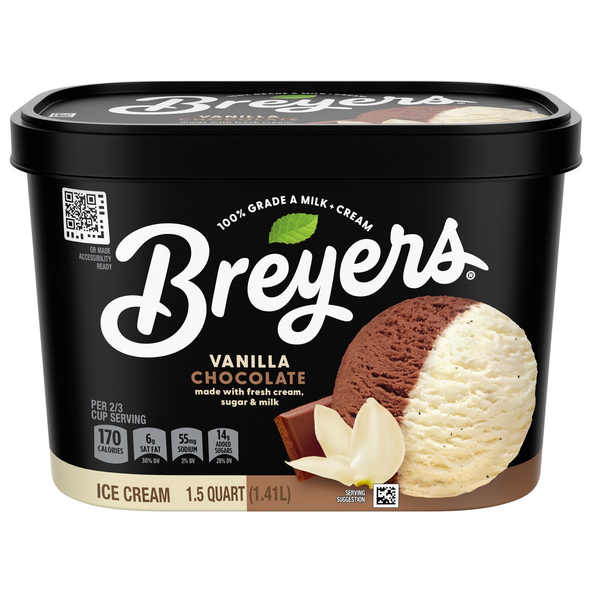 slide 1 of 3, Breyers Ice Cream Vanilla Chocolate 48 oz, 1.5 qt