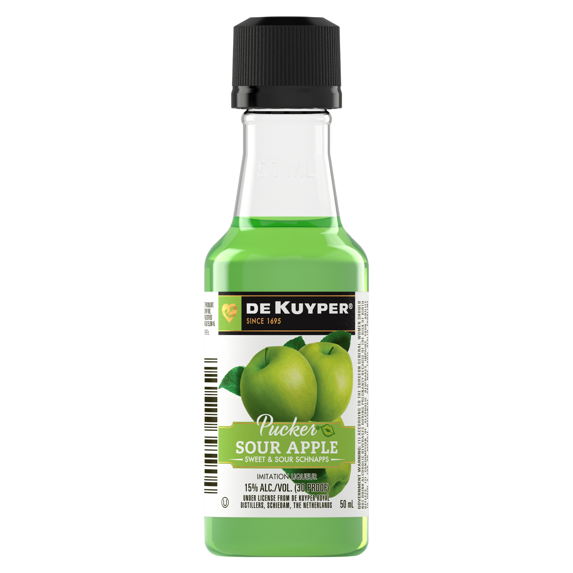 slide 3 of 4, DeKuyper Pucker Sour Apple Schnapps Liqueur 50 ml, 50 ml