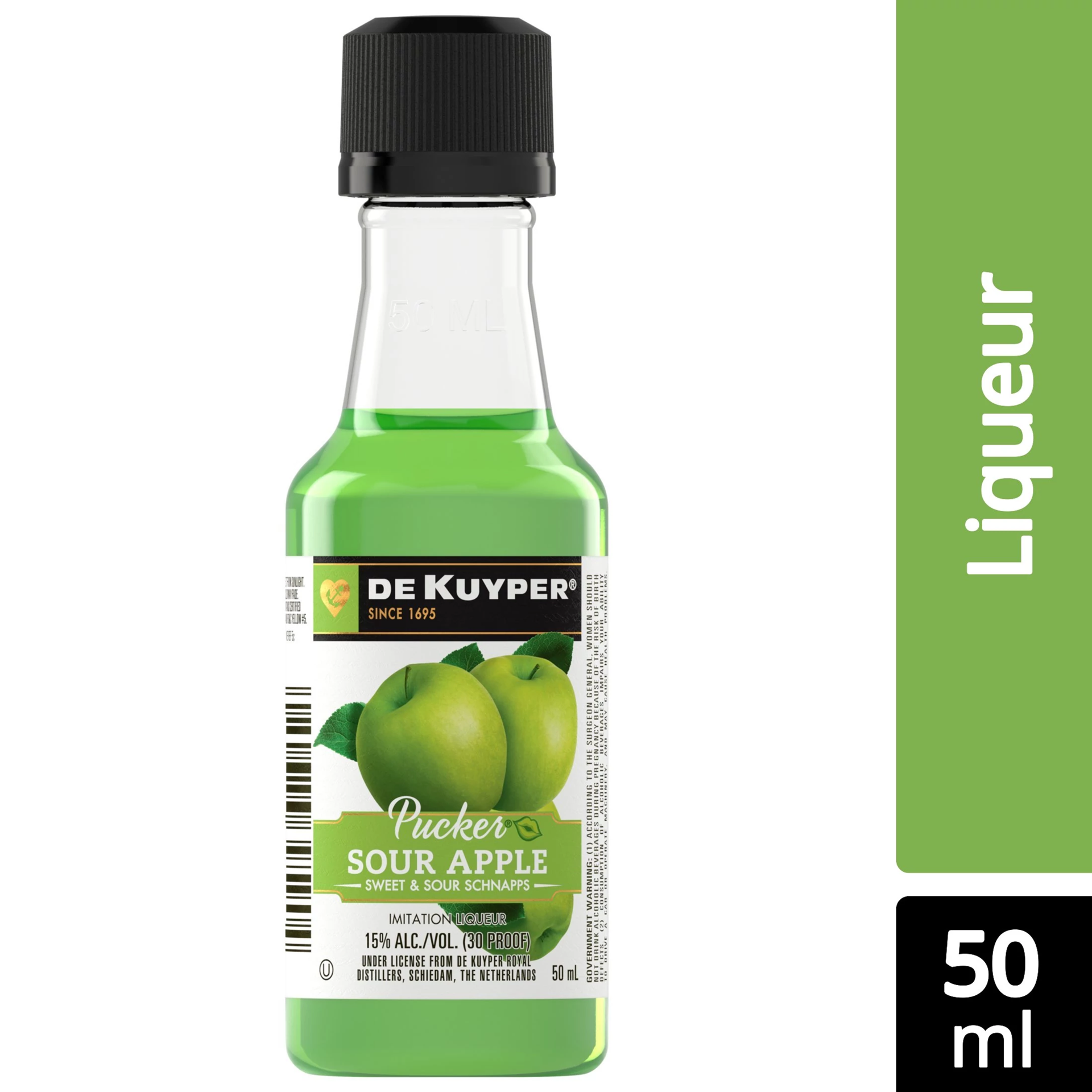 slide 1 of 4, DeKuyper Pucker Sour Apple Schnapps Liqueur 50 ml, 50 ml