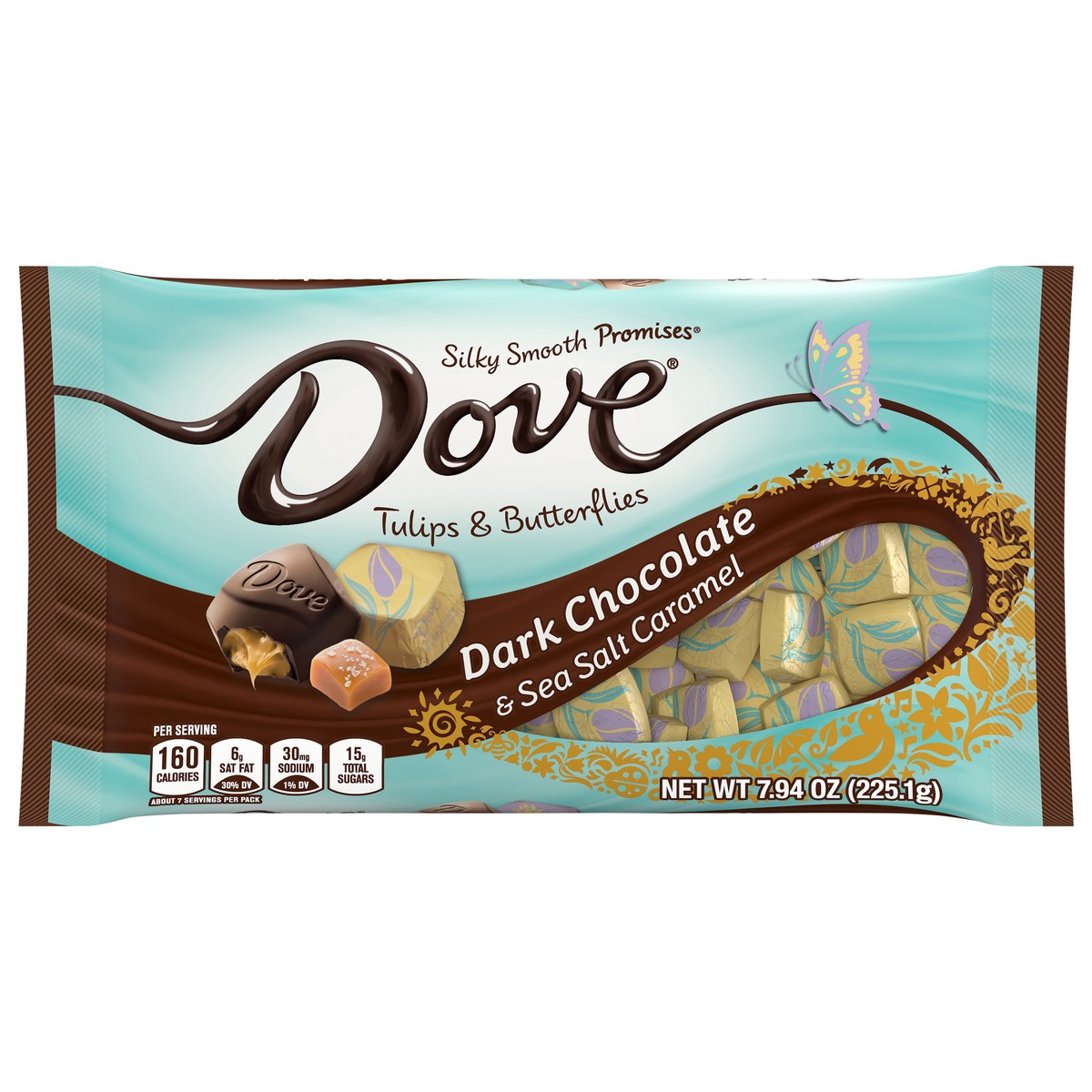 slide 1 of 8, DOVE PROMISES Dark Chocolate & Sea Salt Caramel Easter Candy, 7.94 oz Bag, 7.94 oz