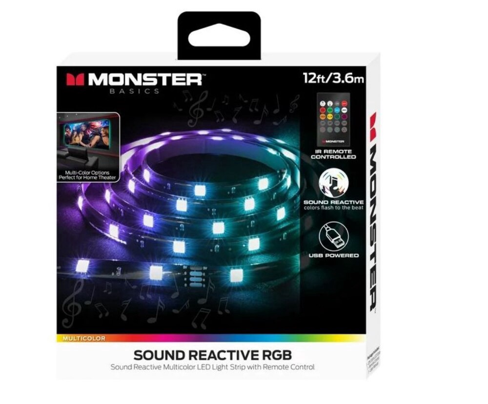 slide 1 of 1, Monster 12 Foot Sound Reactive Light Strip, 12 ft