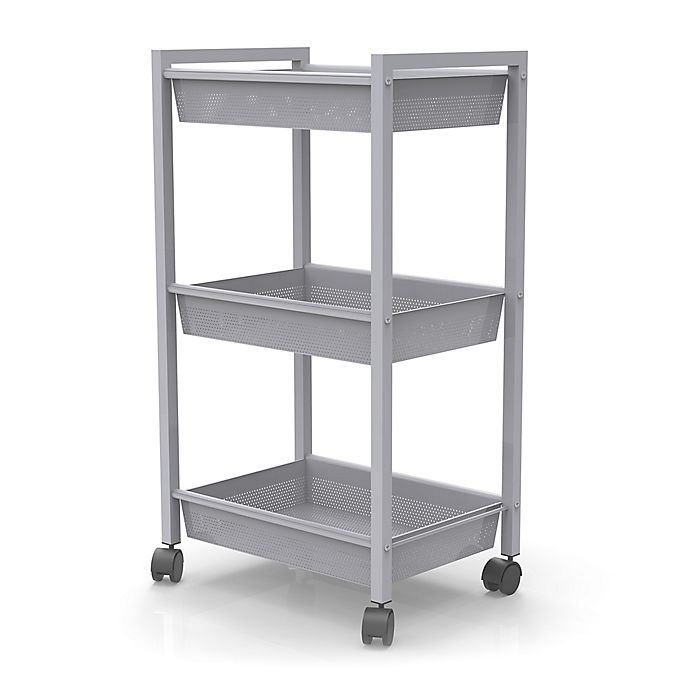 slide 1 of 2, Studio 3B 3-Tier Metal Rolling Storage Cart - Grey, 1 ct