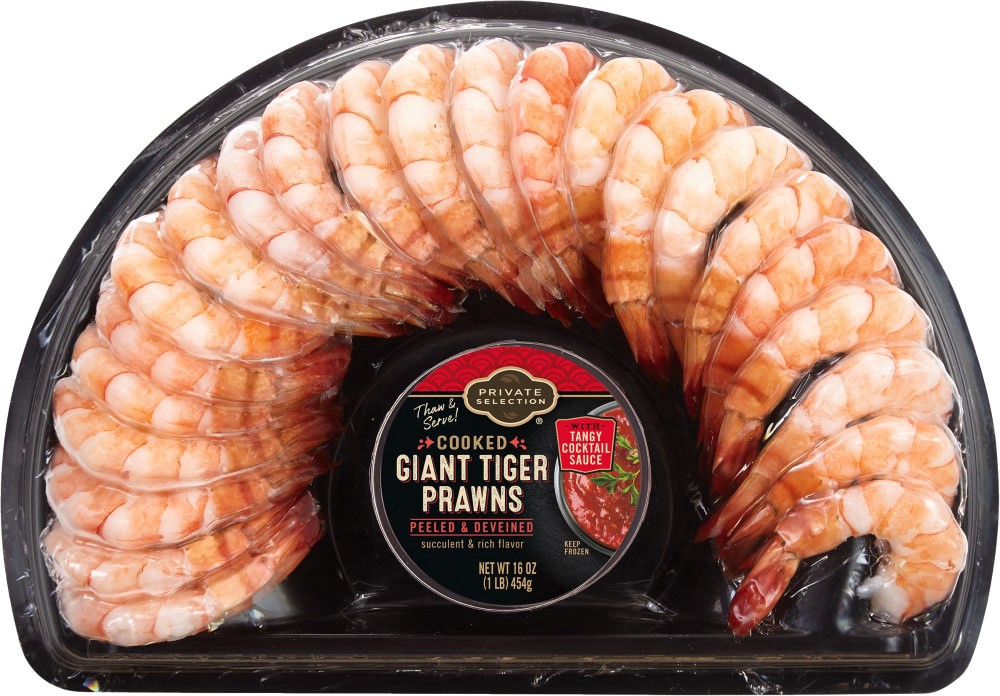 slide 2 of 3, Private Selection Peeled Deveined Giant Tiger Prawns, 1 lb