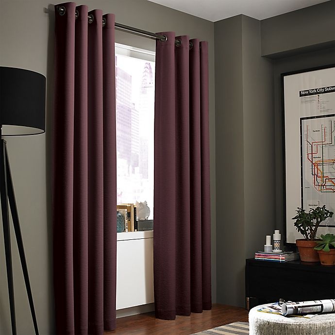 slide 1 of 1, Kenneth Cole Reaction Home Gotham Texture Lined Grommet Window Curtain Panel - Raisin, 95 in