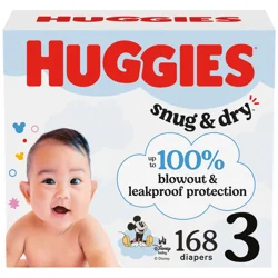Huggies Snug & Dry Baby Diapers, Size 3 (16-28 lbs), 168 Ct