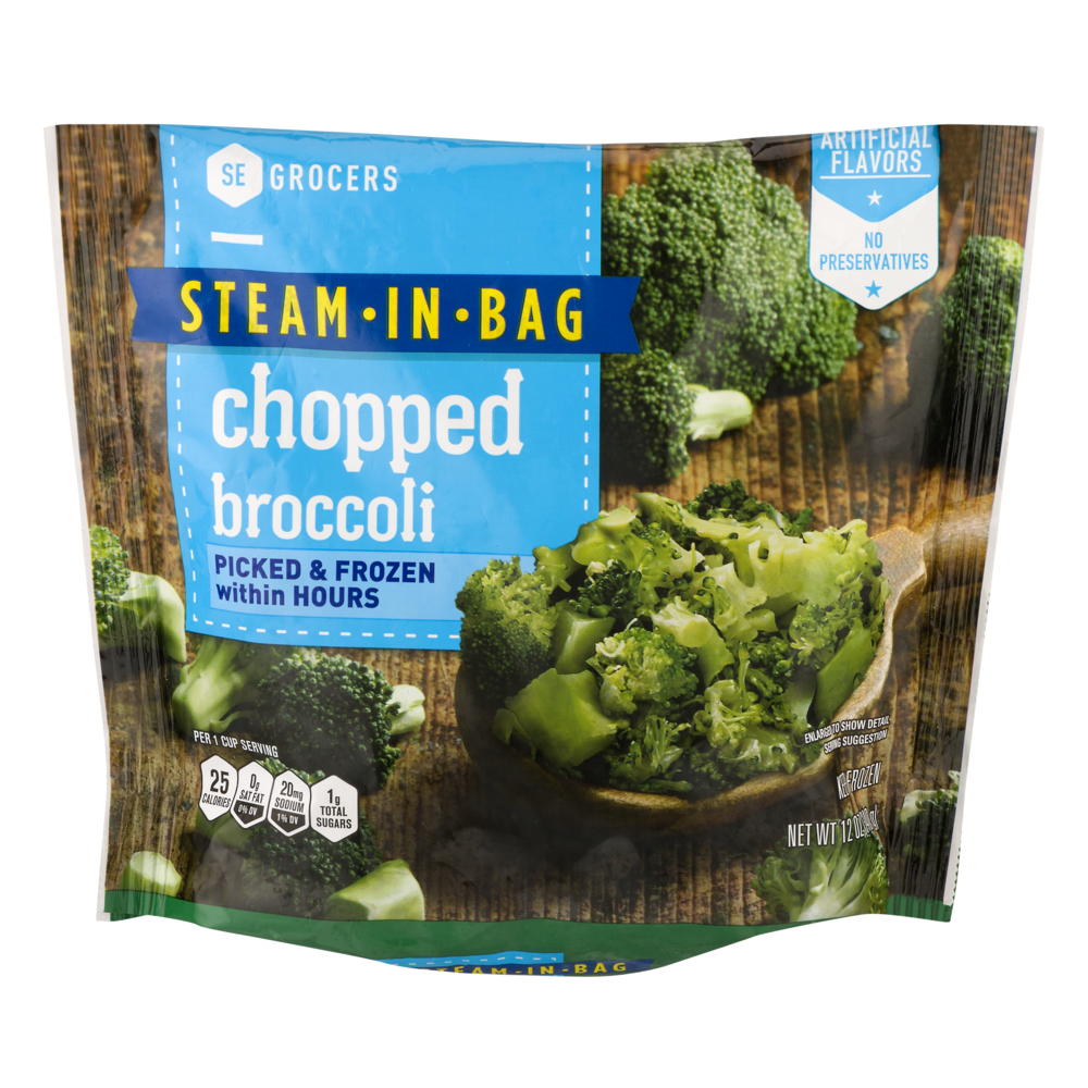 slide 1 of 1, SE Grocers Steam-In-Bag Chopped Broccoli, 12 oz