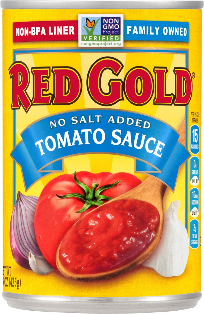 slide 8 of 12, Red Gold No Salt Added Tomato Sauce, 15 oz