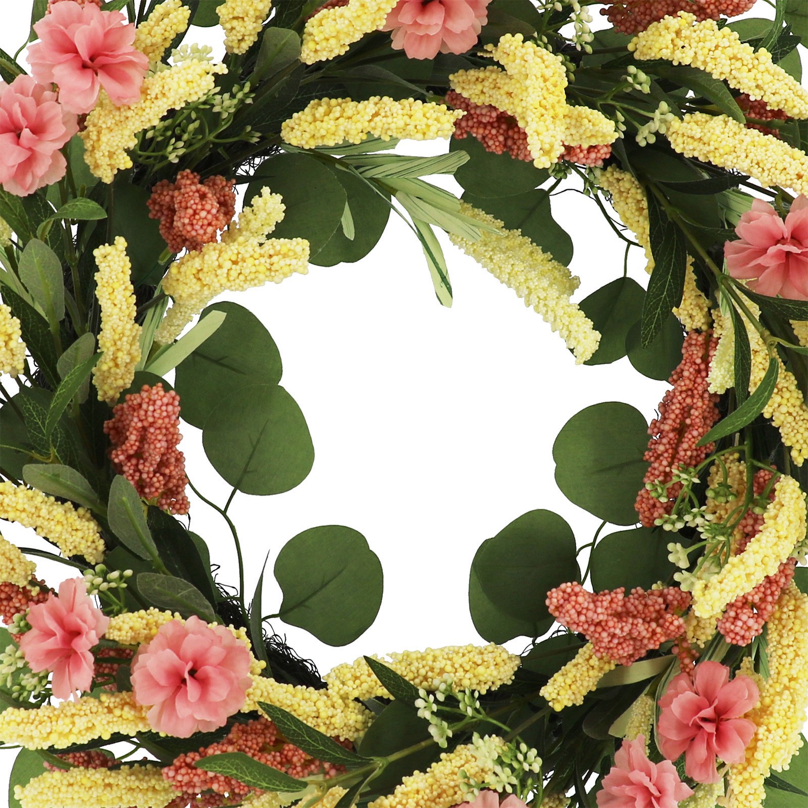 slide 2 of 3, 24" Pink & Yellow Heather Wreath By Ashland, 24 in