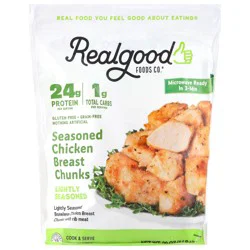 Realgood Foods Co. Seasoned Chicken Breast Chunks, Lightly Seasoned