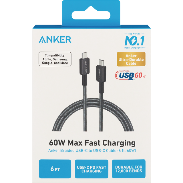 slide 1 of 1, CVS Anker 322 Usb-C To Usb-C Cable (6ft Braided) Special, 1 ct