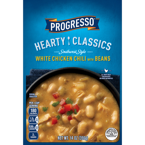 slide 1 of 1, Progresso Hearty Classics Southwest Style White Chicken Chili with Beans, 14 oz