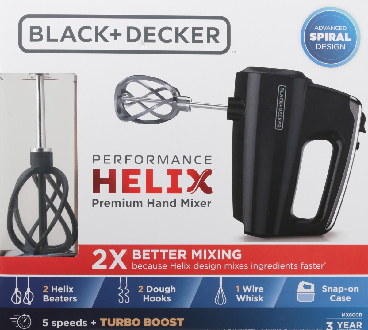 slide 3 of 11, BLACK+DECKER Black Plus Decker Helix Performance Hand Mixer- Black & Silver, 1 ct