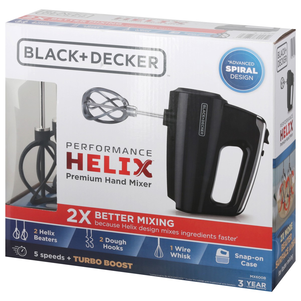 slide 7 of 11, BLACK+DECKER Black Plus Decker Helix Performance Hand Mixer- Black & Silver, 1 ct