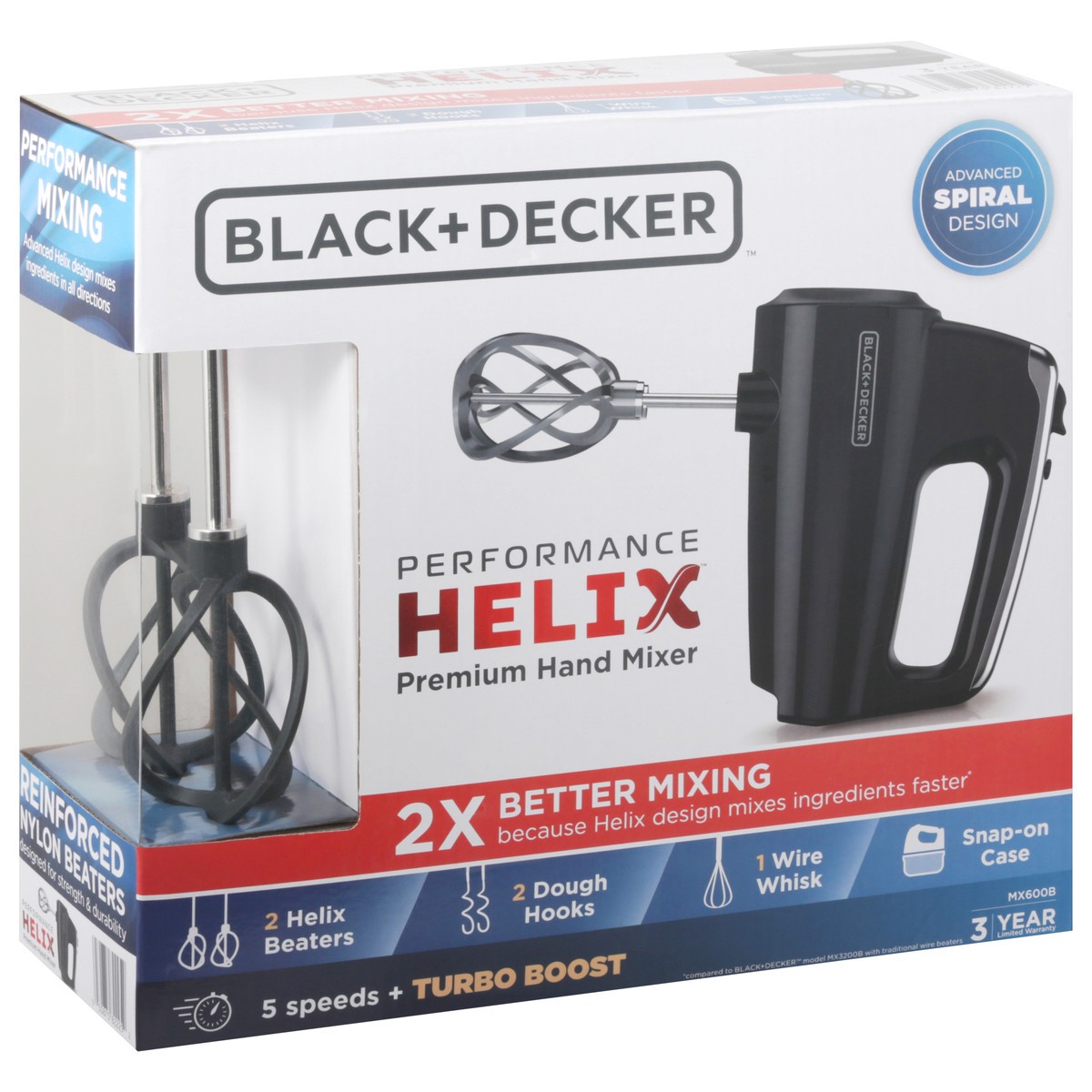 slide 10 of 11, BLACK+DECKER Black Plus Decker Helix Performance Hand Mixer- Black & Silver, 1 ct