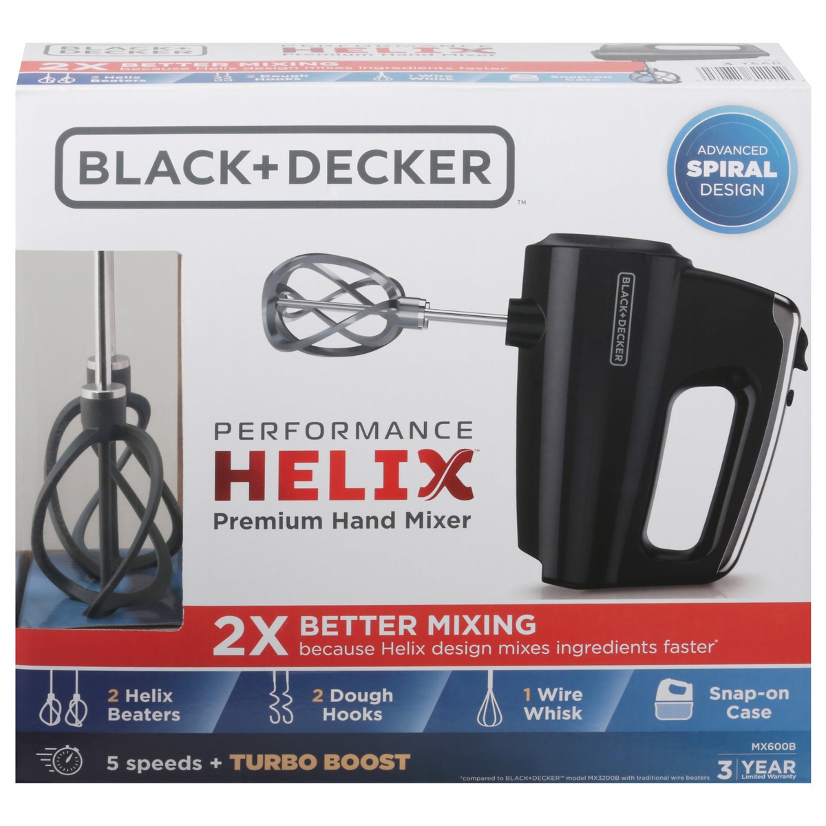 slide 1 of 11, BLACK+DECKER Black Plus Decker Helix Performance Hand Mixer- Black & Silver, 1 ct