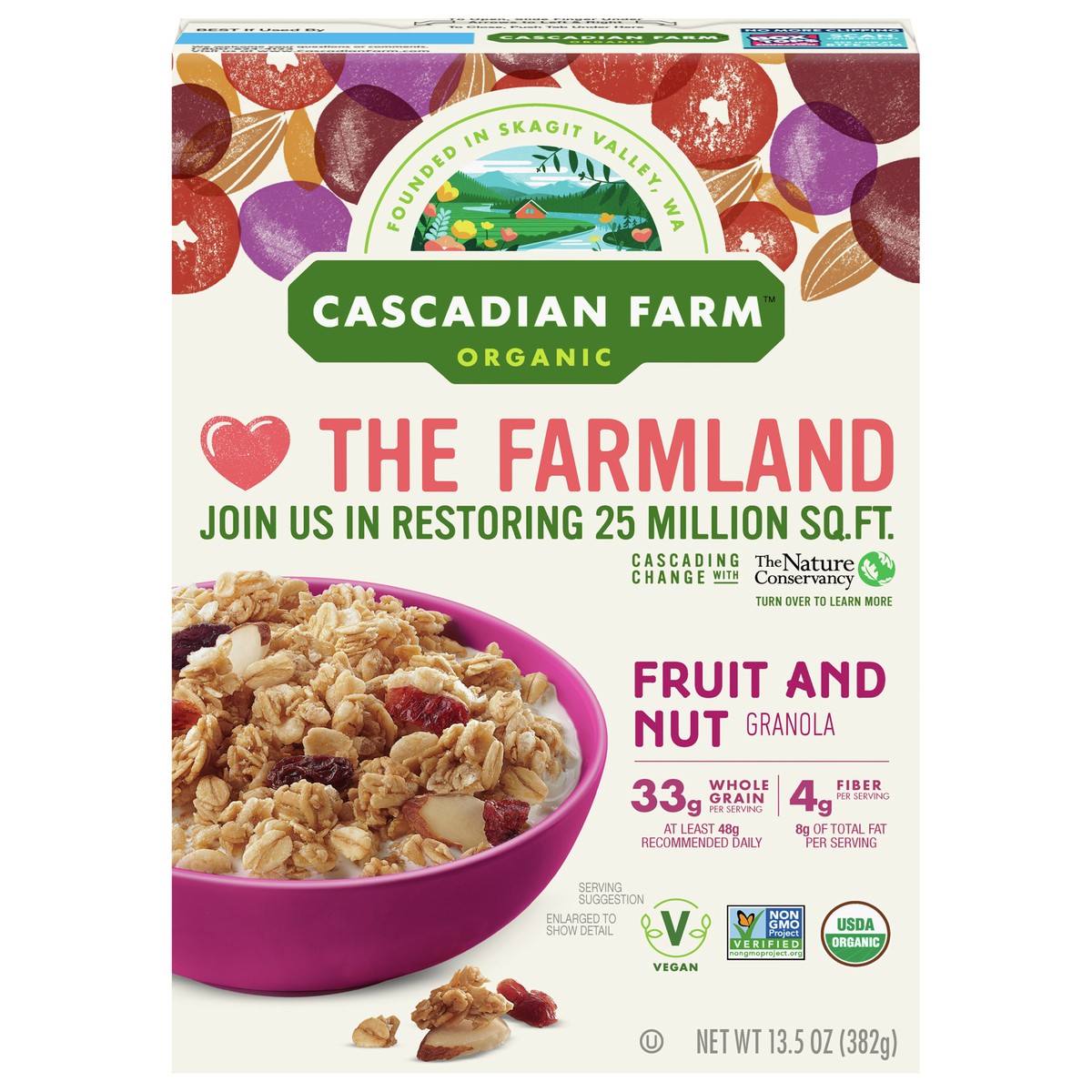 slide 1 of 9, Cascadian Farm Organic Granola Fruit and Nut, 13.5 oz