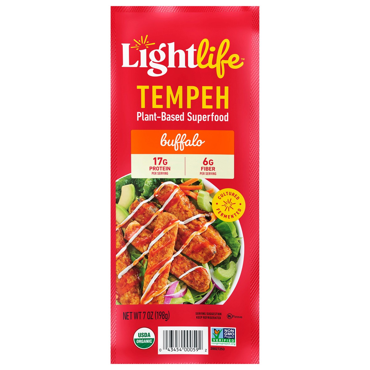 slide 1 of 9, Lightlife Tempeh, Buffalo, Plant-Based, Superfood, 7 oz