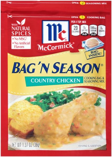 slide 1 of 1, McCormick Bag 'N Season Country Chicken Seasoning Mix & Cooking Bag, 1.37 oz