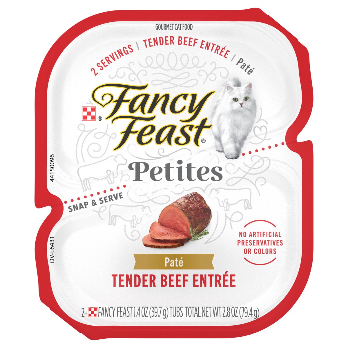 slide 12 of 14, Fancy Feast Purina Fancy Feast Gourmet Pate Wet Cat Food, Petites Tender Beef Entree - 2.8 oz. Tub, 2.8 oz