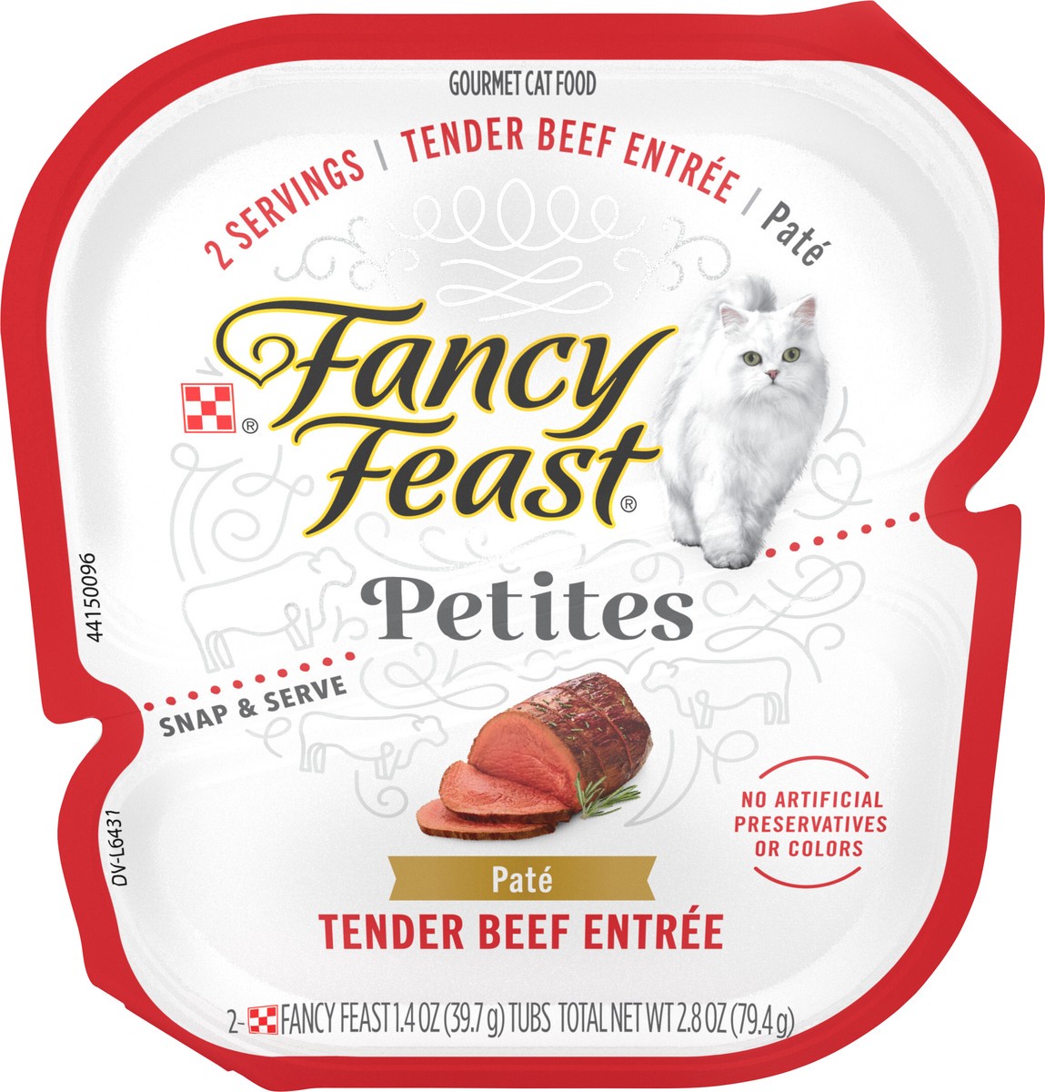 slide 11 of 14, Fancy Feast Purina Fancy Feast Gourmet Pate Wet Cat Food, Petites Tender Beef Entree - 2.8 oz. Tub, 2.8 oz