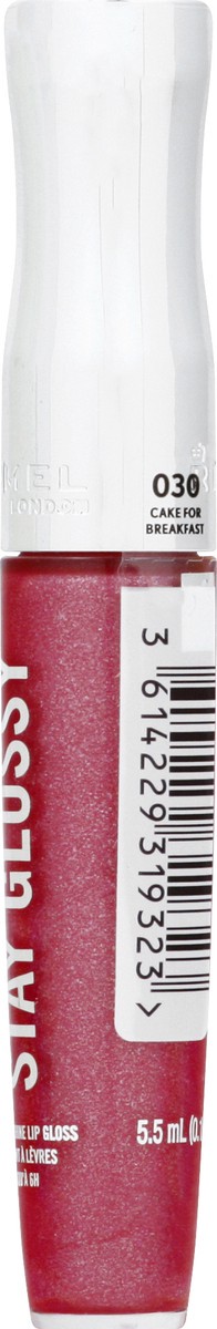 slide 2 of 9, COTY RIMMEL LONDON Rimmel Stay Glossy Lip Gloss - Non-Sticky and Lightweight Formula for Lip Color and Shine - 030 Cake for Breakfast, .18oz, 6 ml