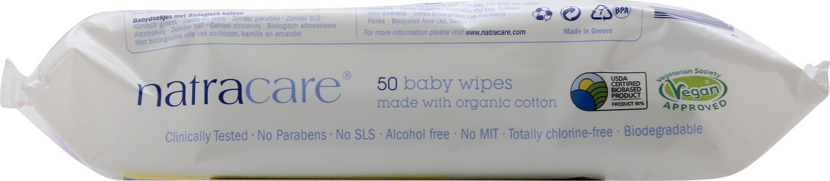 slide 2 of 6, Natracare (Haba) Baby Wipes Organic, 50 ct