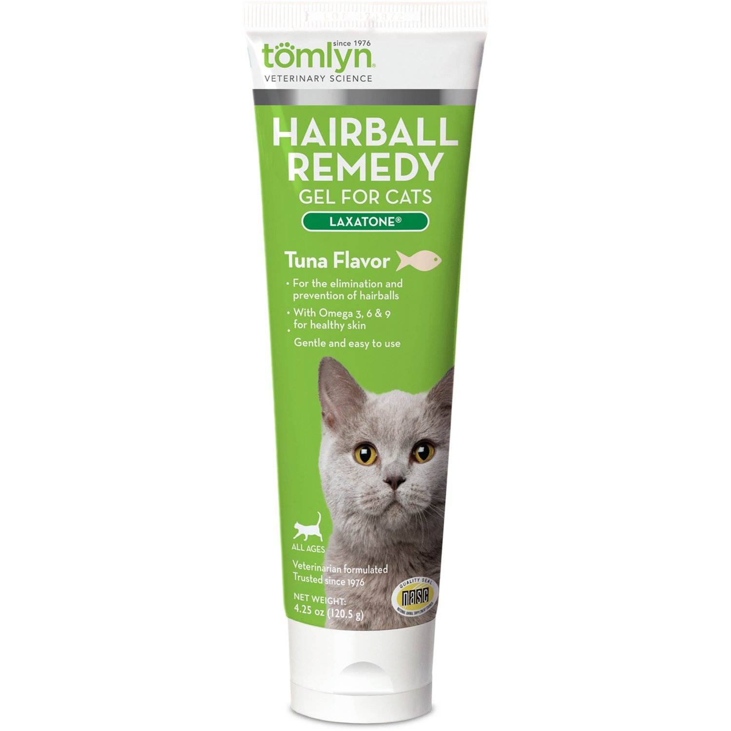 slide 1 of 1, Tomlyn Laxatone Tuna Flavored Hairball Lubricant, 4.25 oz