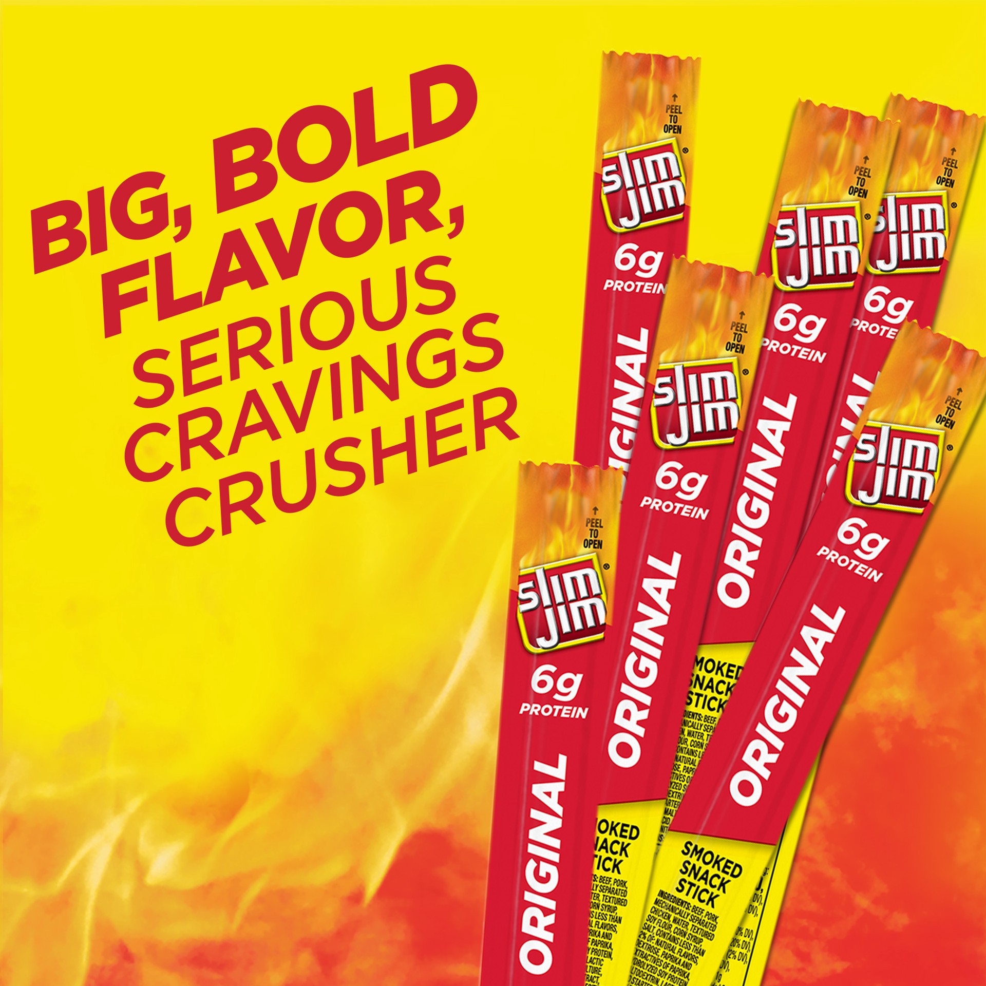 slide 7 of 7, Slim Jim Giant Sized Original Smoked Snack Stick, 6g Protein Per Serving, 0.97 oz., 0.97 oz