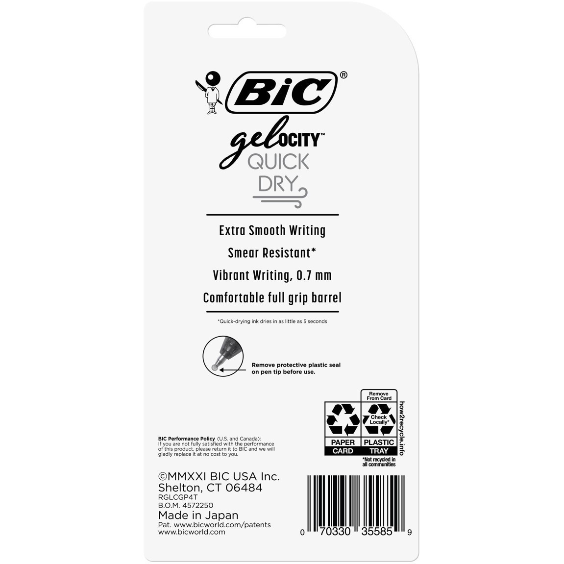 slide 3 of 7, BIC Gel-ocity Quick Dry Gel Pens 0.7mm Medium Point Black 4ct, 4 ct