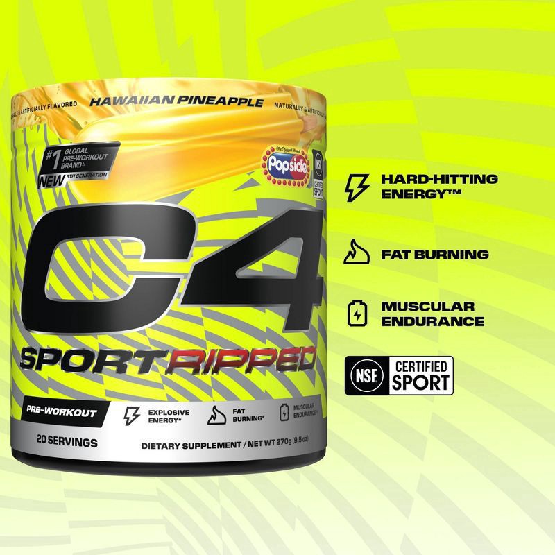 slide 7 of 7, Cellucor C4 Sport Ripped Pre-Workout - Popsicle Hawaiian Pineapple- 20 ct, 20 ct